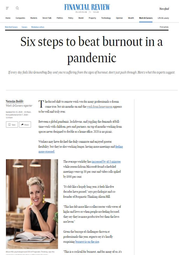 Six steps to beat burnout in a pandemic